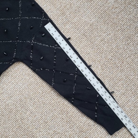 Vintage 90s Angora Lambswool Sweater Liz Clairborne Women's Medium Black - Picture 7 of 9